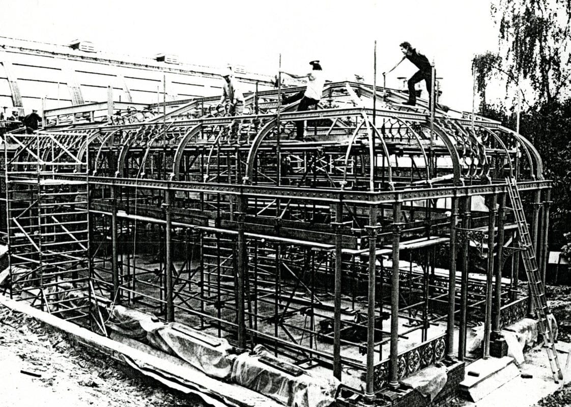 3 people standing on building works of conservatory