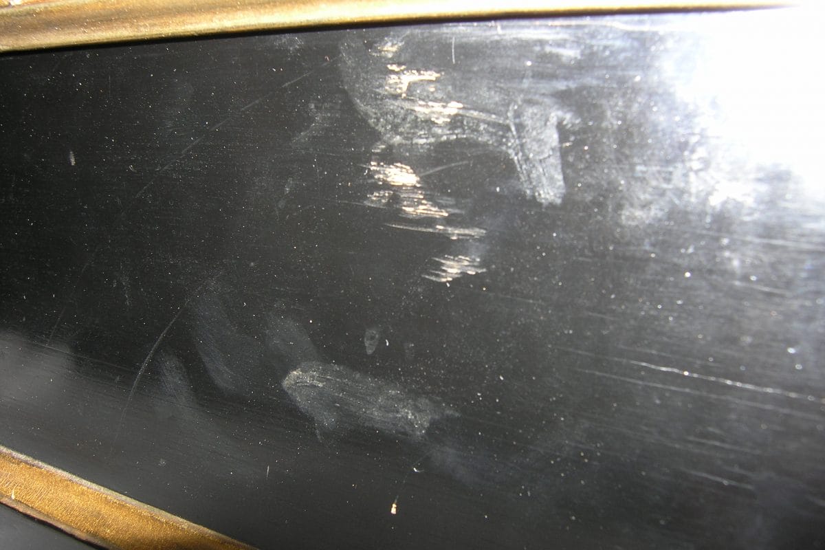 detail of clavichord showing damage