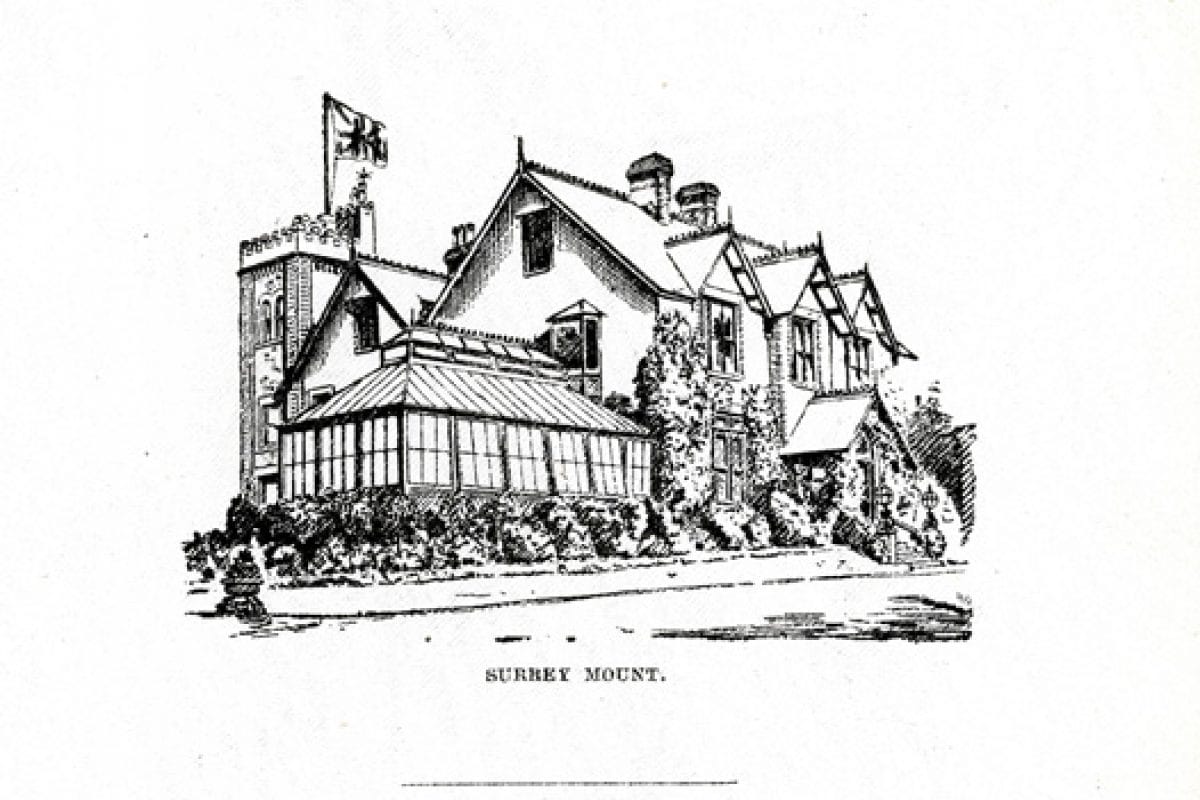 A sketch of Surrey Mount from the wedding programme of Emslie Horniman and Laura Plomer.