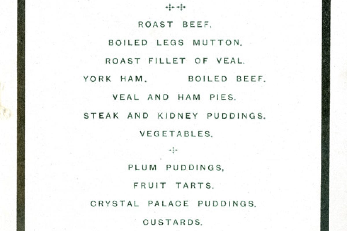 A menu for the wedding banquet of Emslie and Laura Horniman