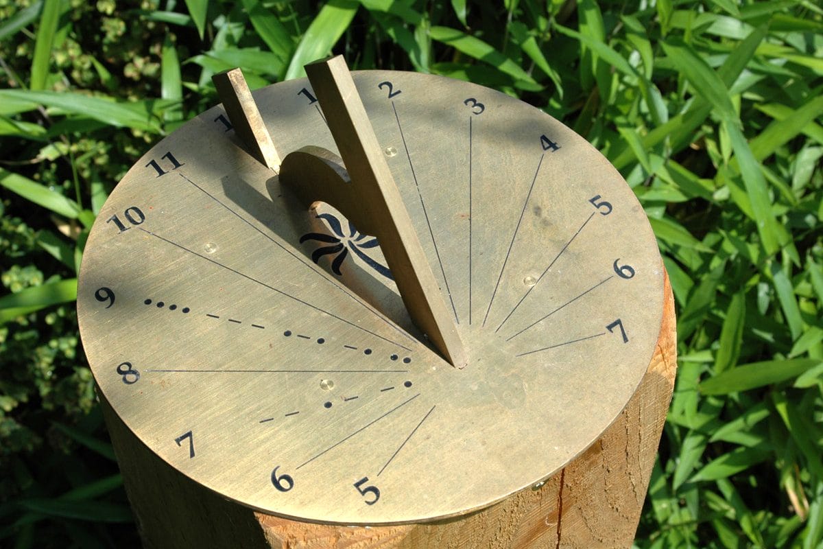 A metal traditional sundial