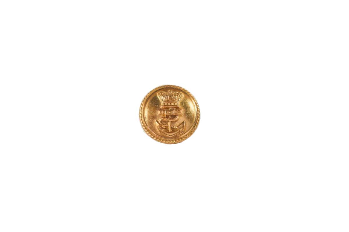 Image shows a gilt brass Royal Navy officer's dress uniform button