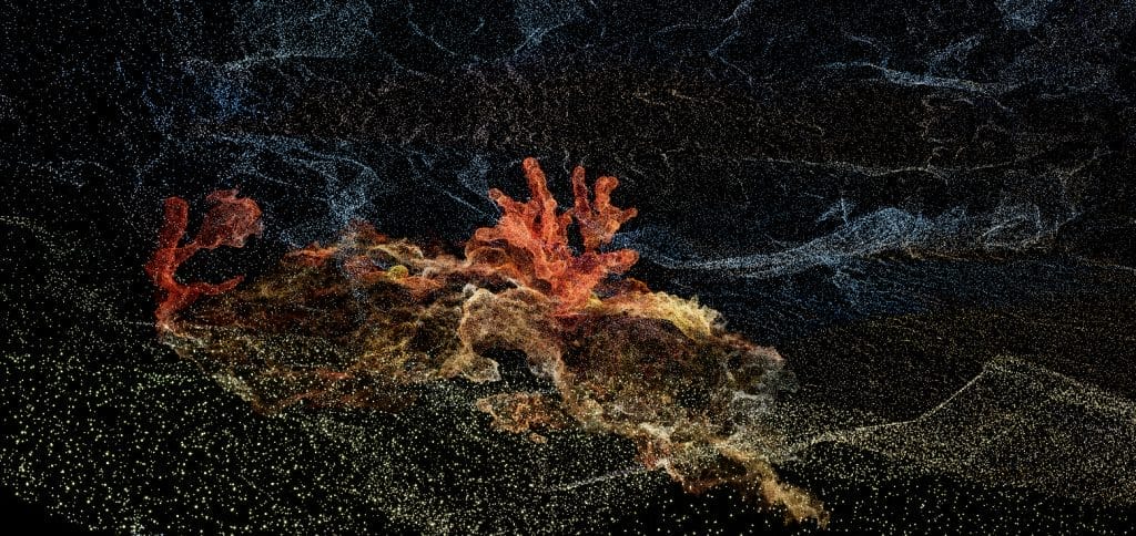 Sound depicted as graphics in the shape of coral
