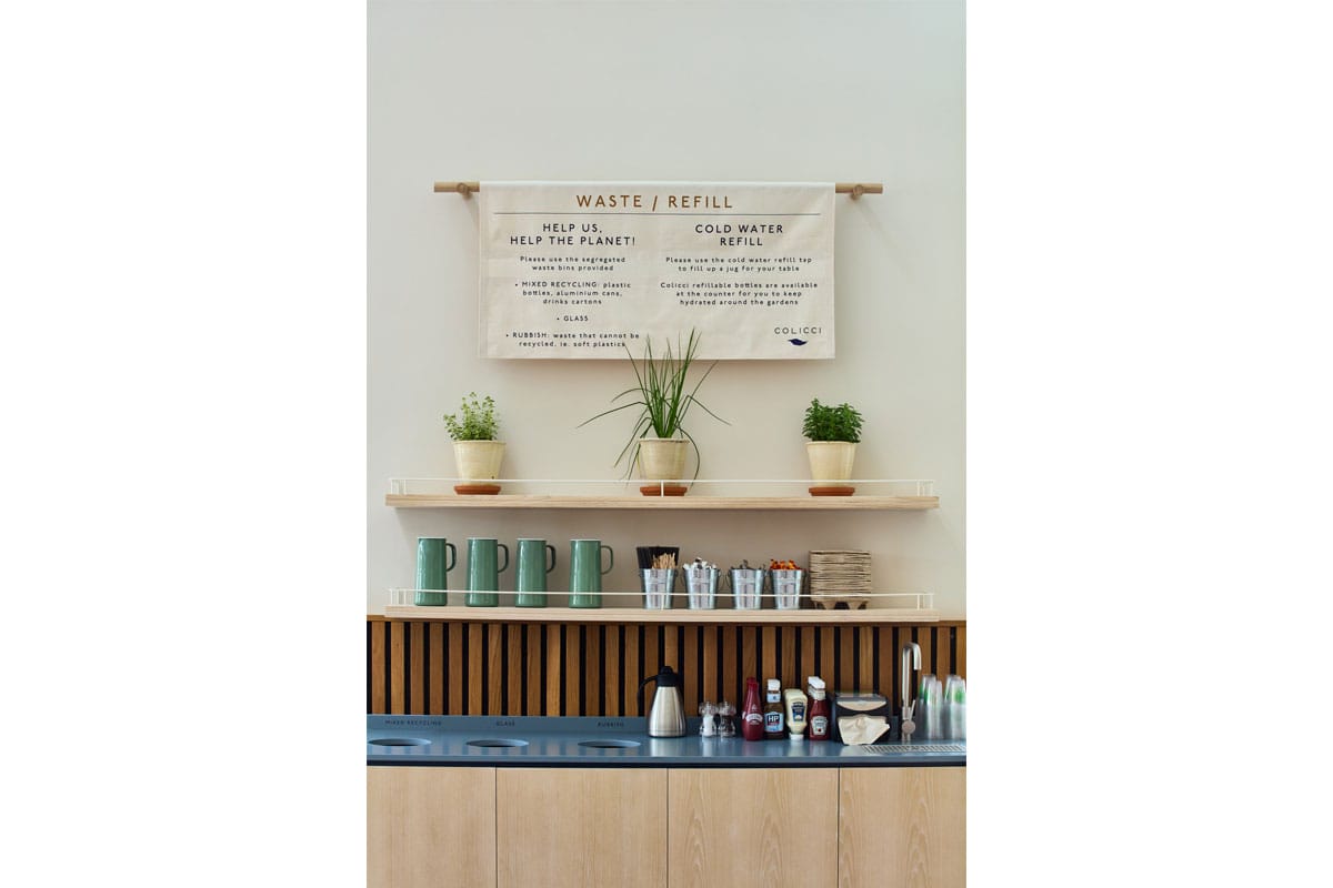 Sauce and cutlery stand in Horniman Cafe