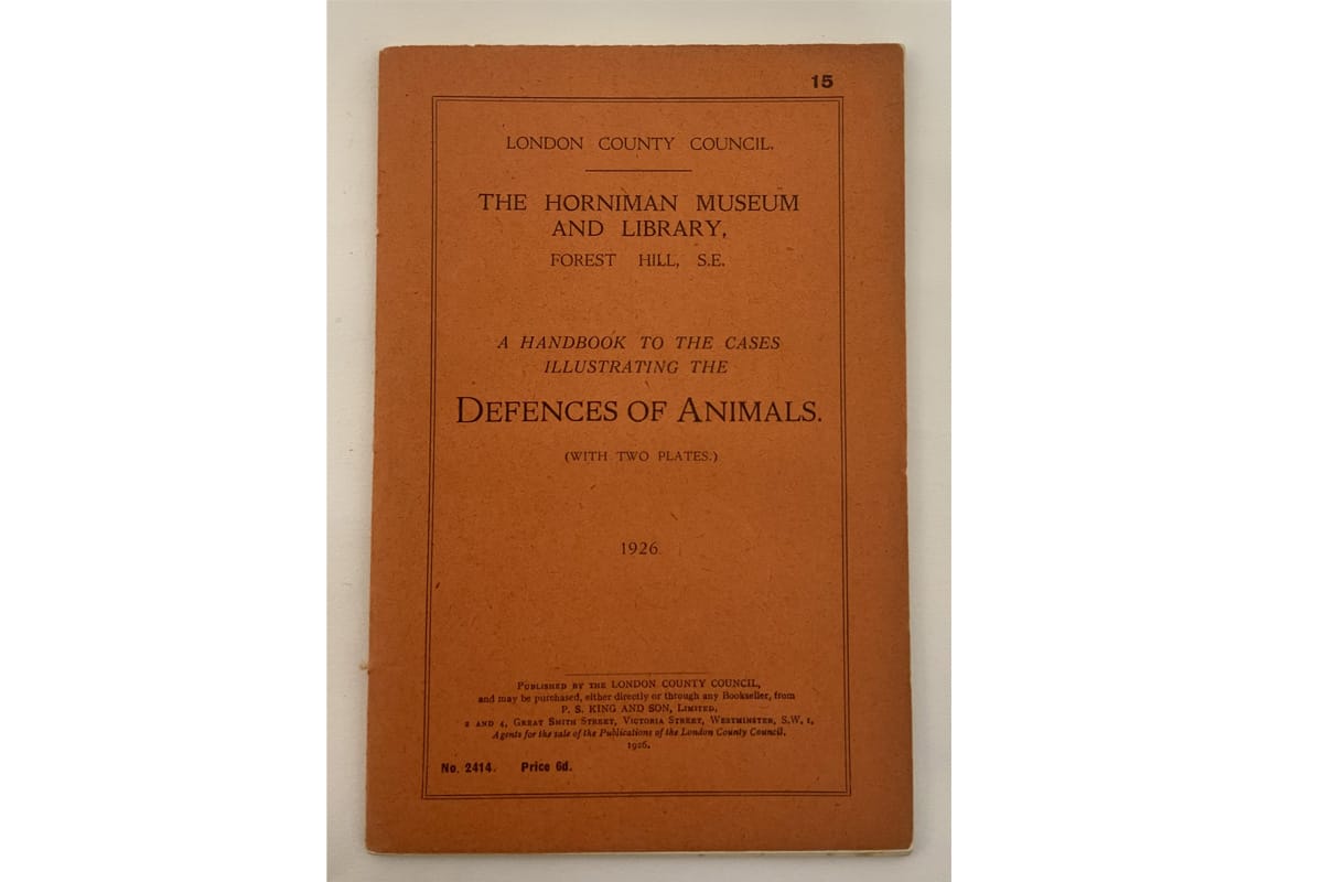 Front page of a handbook titled 'A handbook to the cases illustrating the defences of animals'