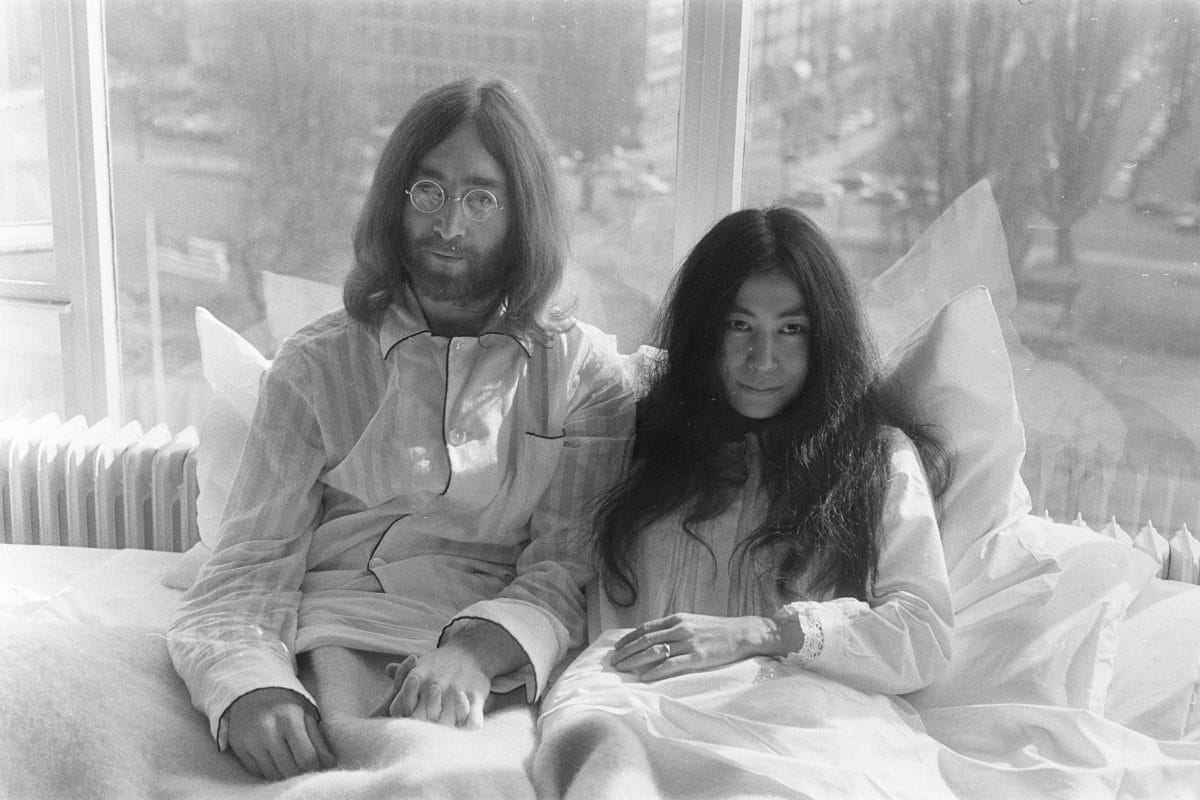 John Lennon and Yoko Ono in bed