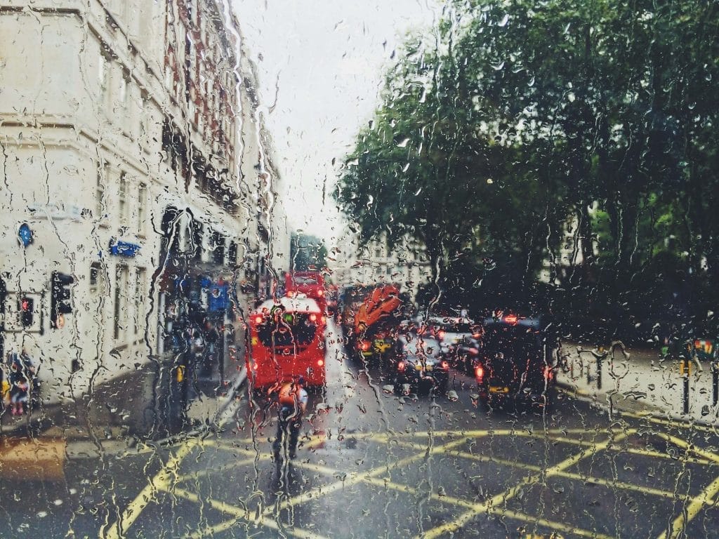 A rain soaked view of London