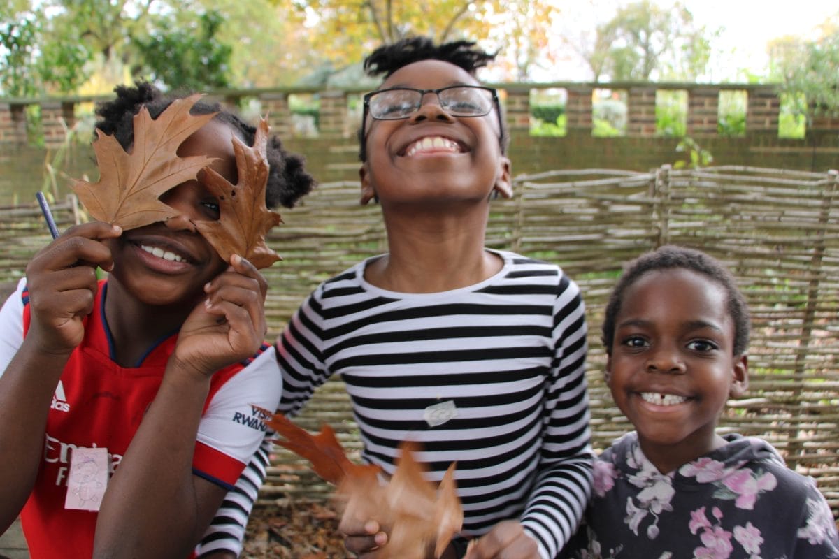 Pupils from Holy Trinity Primary School, Sydenham, enjoying a session in the Horniman Gardens.