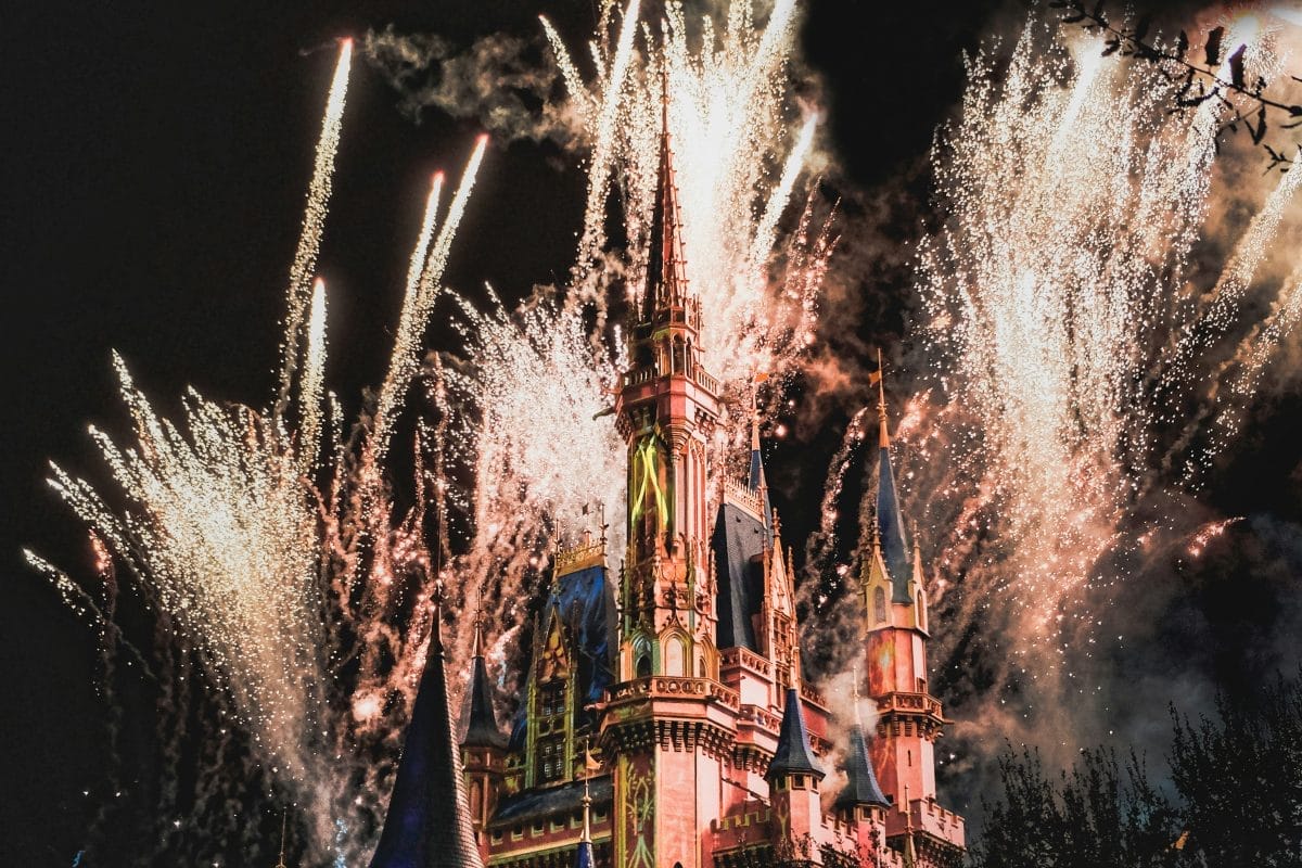Fireworks at Disney World, Florida, USA.