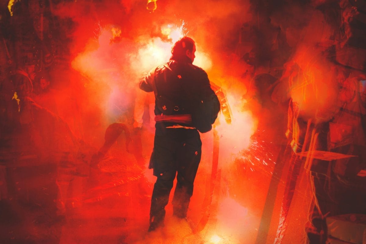 Double exposure at Lewes Bonfire Night.