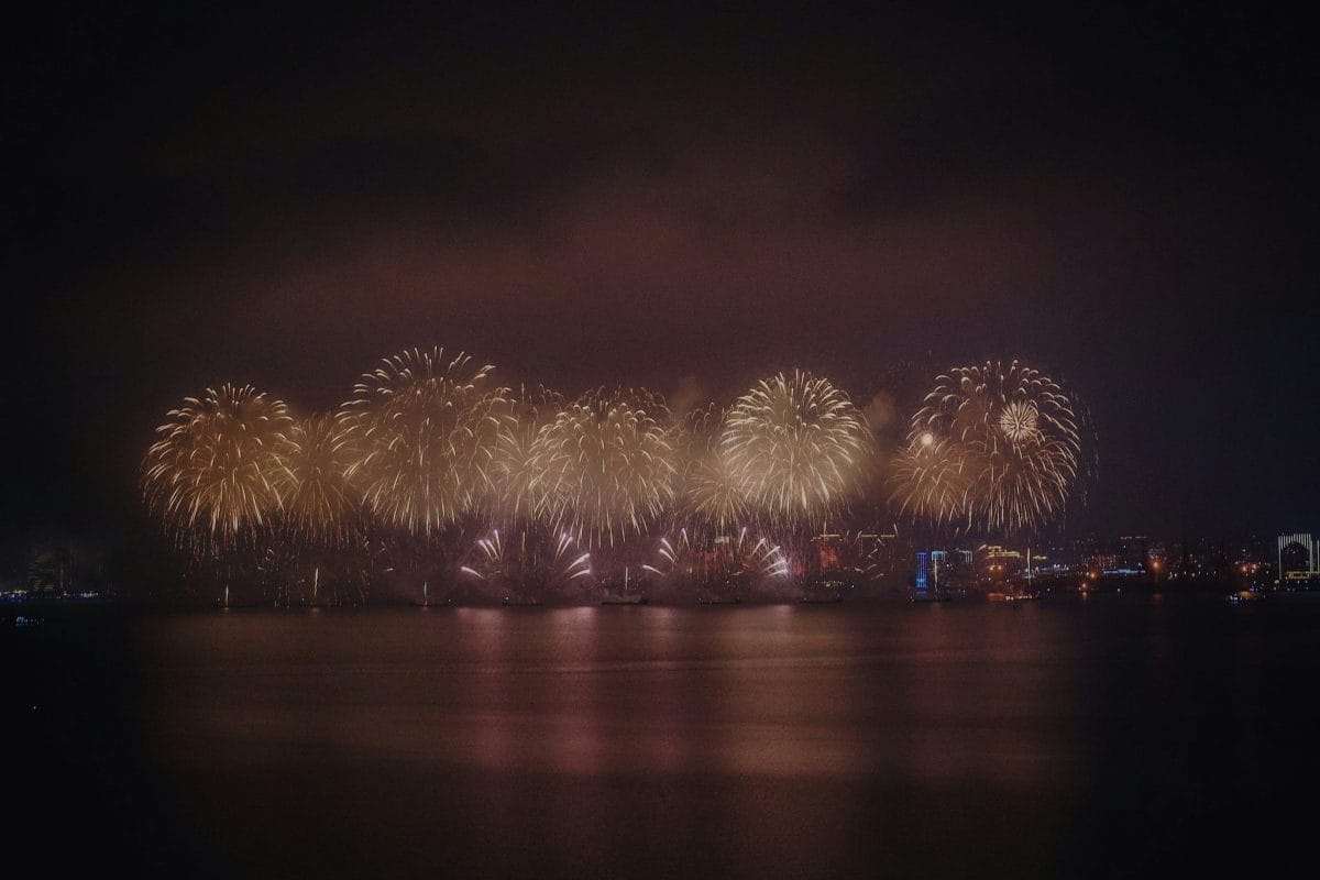 Fireworks in Guangdong Province, China.
