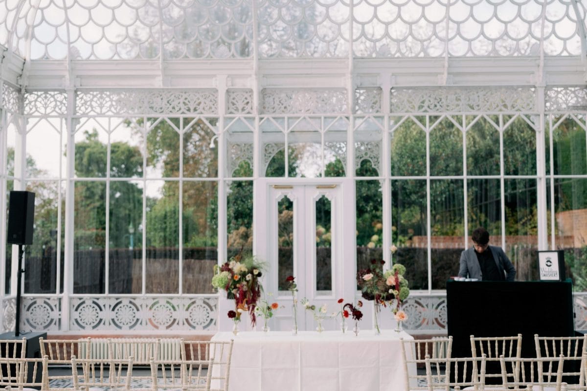 Wedding display at the Horniman Conservatory.