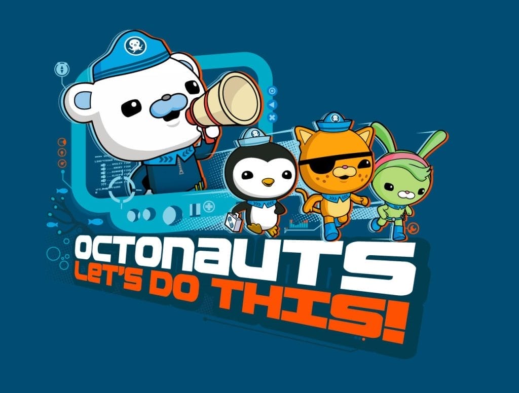 Four octonauts characters, with the captain speaking into a loudhaler. Text reads 'Octonauts lets do this!'