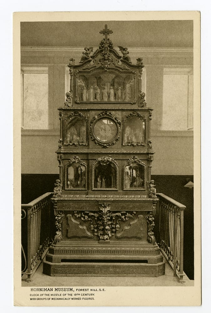 Historic postcard of apostle clock