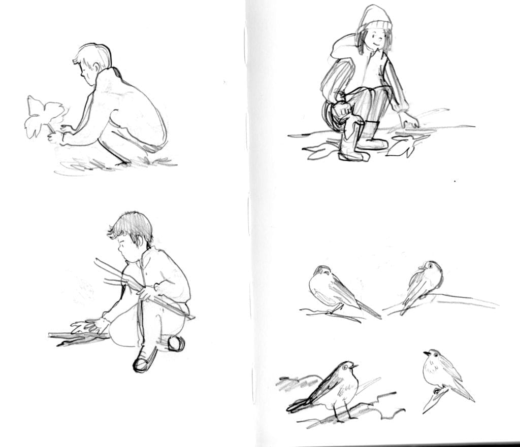 Sketches of children and animals