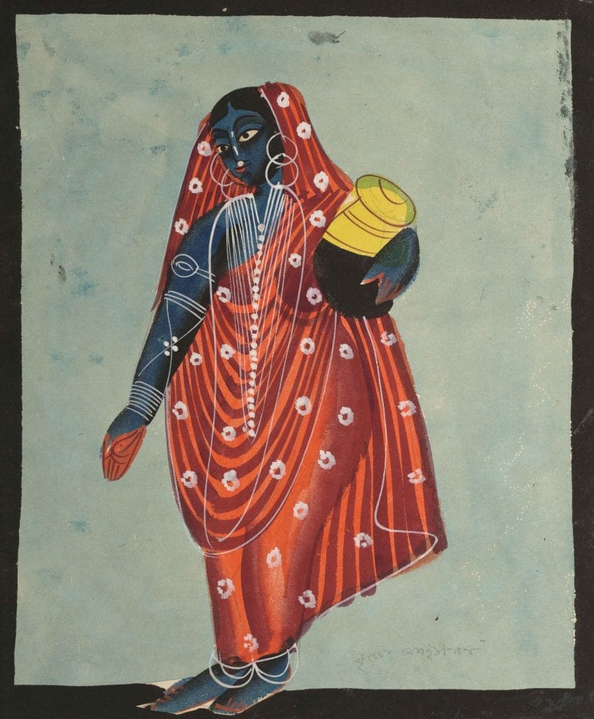 Mohini holds amrit, the elixir of immortality for the gods. 1890. Begal, Kolkata, Kaligha