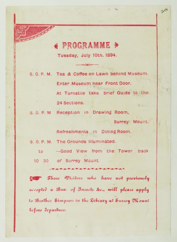 A programme for an event at Surrey Mount